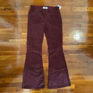 Women's Burgundy Flare Corduroy Pants